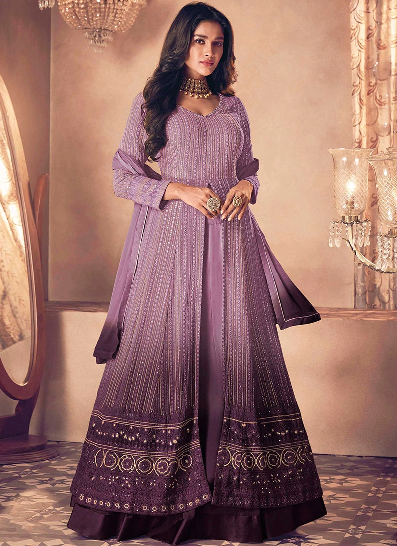 Wine Georgette Embroidery Anarkali Lehenga Party Wear 5 Wine Georgette Embroidery Anarkali Lehenga Party Wear - Image 3