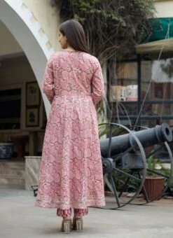 Women Pink Floral Printed Anarkali Top N Straight Pant Work Wear 9 Women Pink Floral Printed Anarkali Top N Straight Pant Work Wear -ZariGrace Shop women pink floral printed anarkali top n straight pant krsjsc348pi b
