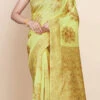 Yellow Art Silk Cotton Jacquard Chanderi Sari Festive Wear -ZariGrace Shop yellow art silk cotton jacquard chanderi sari sasacw8769 l