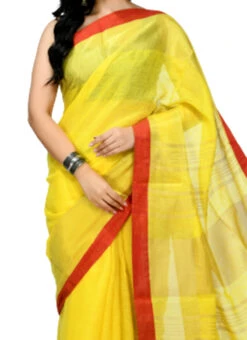 Yellow Art Silk Cotton Sari After Six Wear