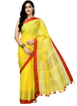Yellow Art Silk Cotton Sari After Six Wear -ZariGrace Shop yellow art silk cotton sari sadmfs028 u