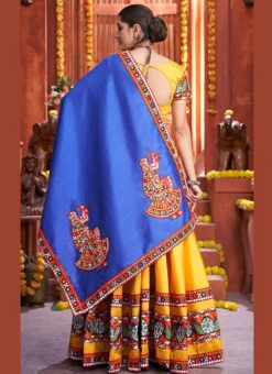 Yellow Art Silk Embroidery With Mirror Work Chaniya Choli Festive Wear -ZariGrace Shop yellow art silk embroidery with mirror work chaniya choli ghska46587012 b