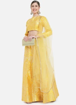 Yellow Art Silk Gota A Line Lehenga Festive Wear -ZariGrace Shop yellow art silk gota a line lehenga ghsrk169284 u