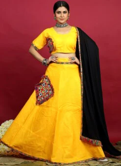 Yellow Blended Kutch N Mirror Work Chaniya Choli Festive Wear -ZariGrace Shop yellow blended kutch n mirror work chaniya choli ghsom2780 u
