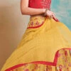 Yellow Chinon Printed Work A Line Lehenga Choli Party Wear