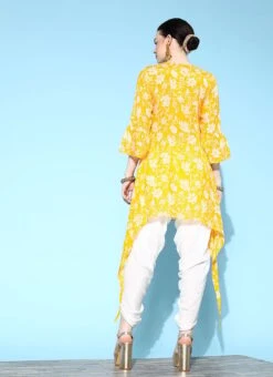 Yellow Cotton Printed Kurta Dhoti Set After Six Wear -ZariGrace Shop yellow cotton printed kurta dhoti set krsmz276733y b