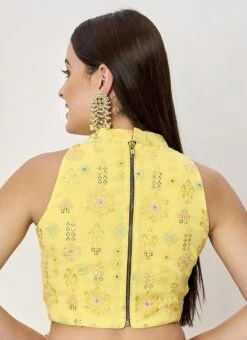 Yellow Embroidered Blouse Festive Wear -ZariGrace Shop yellow embroidered blouse BLBS02307620 b