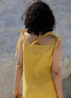 Yellow Embroidery Silk Dress Party Wear -ZariGrace Shop yellow embroidery silk dress drsbadjadrm04 b