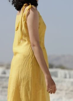 Yellow Embroidery Silk Dress Party Wear -ZariGrace Shop yellow embroidery silk dress drsbadjadrm04 l