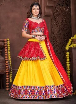 Yellow Rayon Bandhini Chaniya Choli Festive Wear -ZariGrace Shop yellow faux georgette bandhini chaniya choli ghsacw7520 u