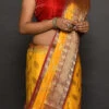 Yellow Kanjeevaram Silk Hand Work Saree Festive Wear -ZariGrace Shop yellow kanjeevaram silk hand work saree sadsf4691 l