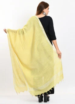 Yellow Linen Cotton Dupatta Work Wear -ZariGrace Shop yellow linen cotton dupatta dpdmimfd169 b