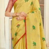 Yellow Linen Zari Work Saree Festive Wear -ZariGrace Shop yellow linen zari work saree sassgsus1006 l