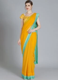 Yellow N Turquoise Contrast Half N Half Saree Festive Wear -ZariGrace Shop yellow n turquoise contrast half n half saree SABS01910284 u