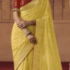 Yellow Organza Silk Resham Embroidery Saree Party Wear -ZariGrace Shop yellow organza silk resham embroidery saree sasyfo7803 l