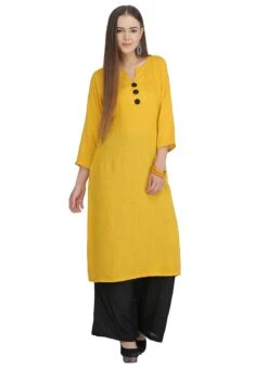 Yellow Plain Kurta Palazzo Set After Six Wear -ZariGrace Shop yellow plain palazzo set iwsudsnsbph1 u