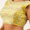 Yellow Silk Embroidery Blouse Party Wear