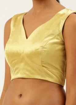 Yellow Velvet Readymade Blouse Party Wear