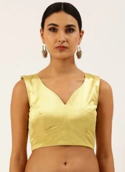 Yellow Velvet Readymade Blouse Party Wear -ZariGrace Shop yellow velvet readymade blouse blspfb195y u