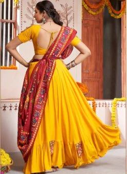 Yellow Viscose Kutch Work Chaniya Choli Festive Wear -ZariGrace Shop yellow viscose kutch work chaniya choli ghsacw8922 b