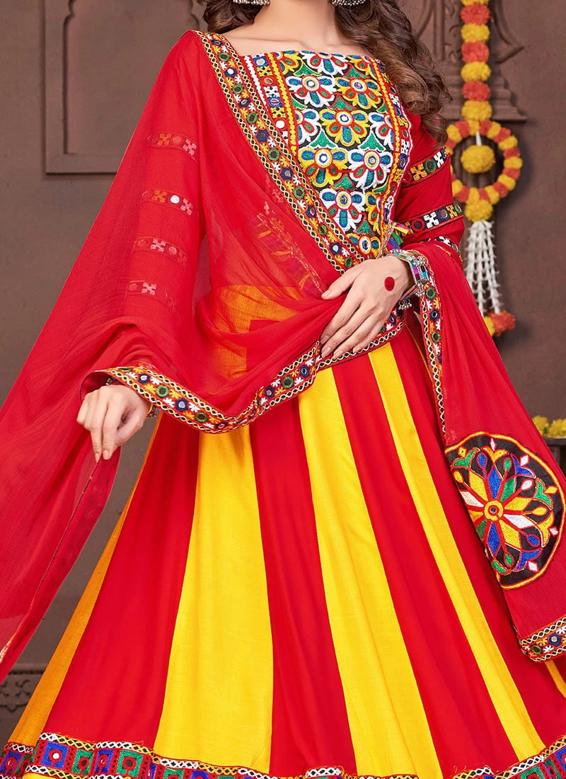 Yellow Rayon Mirror Chaniya Choli Festive Wear 3 Yellow Rayon Mirror Chaniya Choli Festive Wear