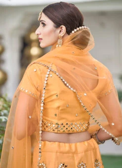 Yellow Wedding Shantoon Umbrella Lehenga Wedding Wear -ZariGrace Shop yellow wedding shantoon umbrella lehenga ghsak1015 b