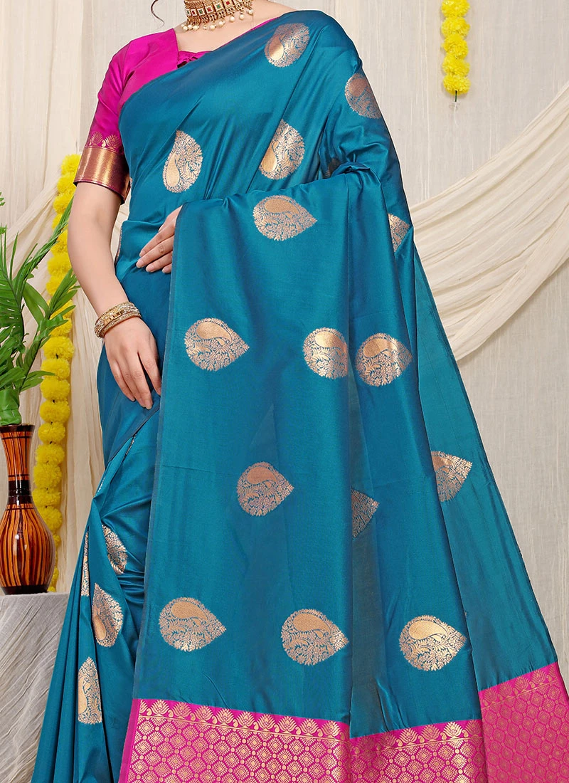 Zari Weaving Work Sky Blue Color Patola Silk Saree Party Wear 3 Zari Weaving Work Sky Blue Color Patola Silk Saree Party Wear