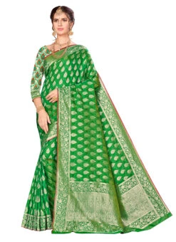 Zari Work Banarasi Silk Green Color Saree Festive Wear -ZariGrace Shop zari work banarasi silk green color saree sasstsktrc78052b u